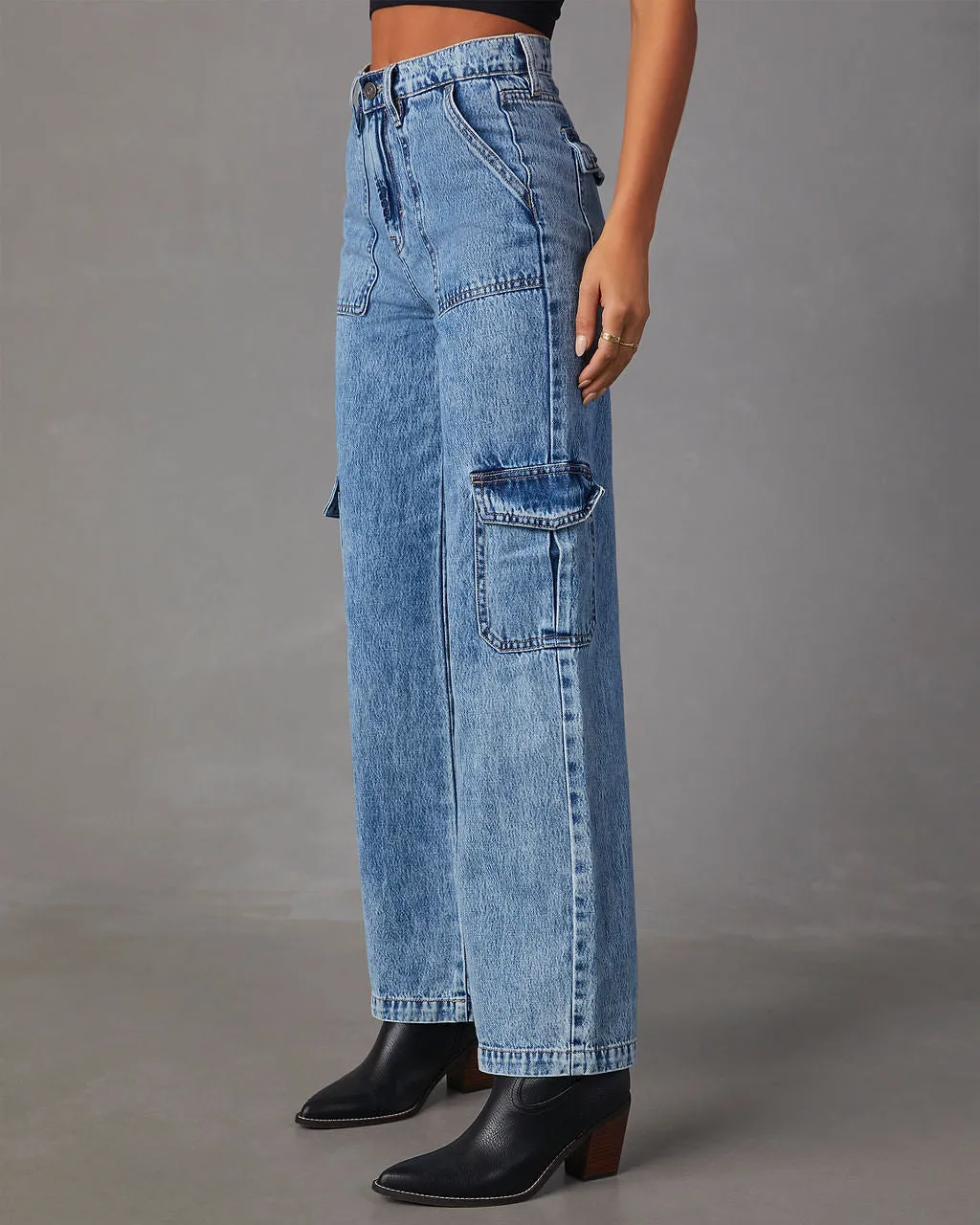 River High Waisted Cargo Jeans sold by Vici product image thumbnail 3