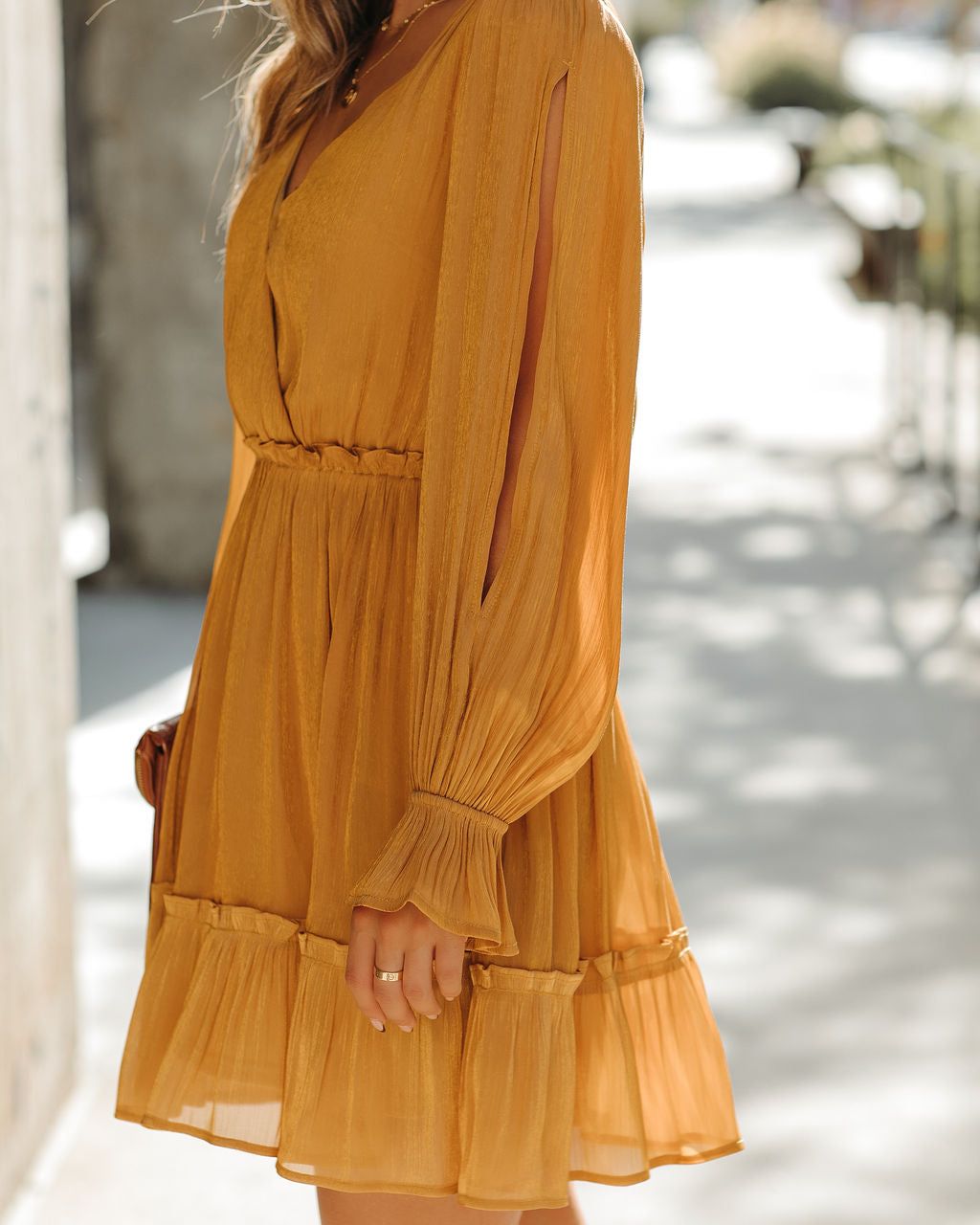 Nathalia Satin Ruffle Dress sold by Vici product image thumbnail 4