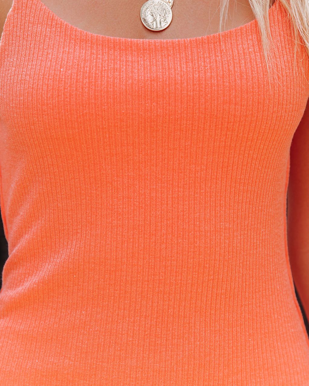 Luna Ribbed Knit Midi Dress - Tangerine sold by Vici product image thumbnail 4