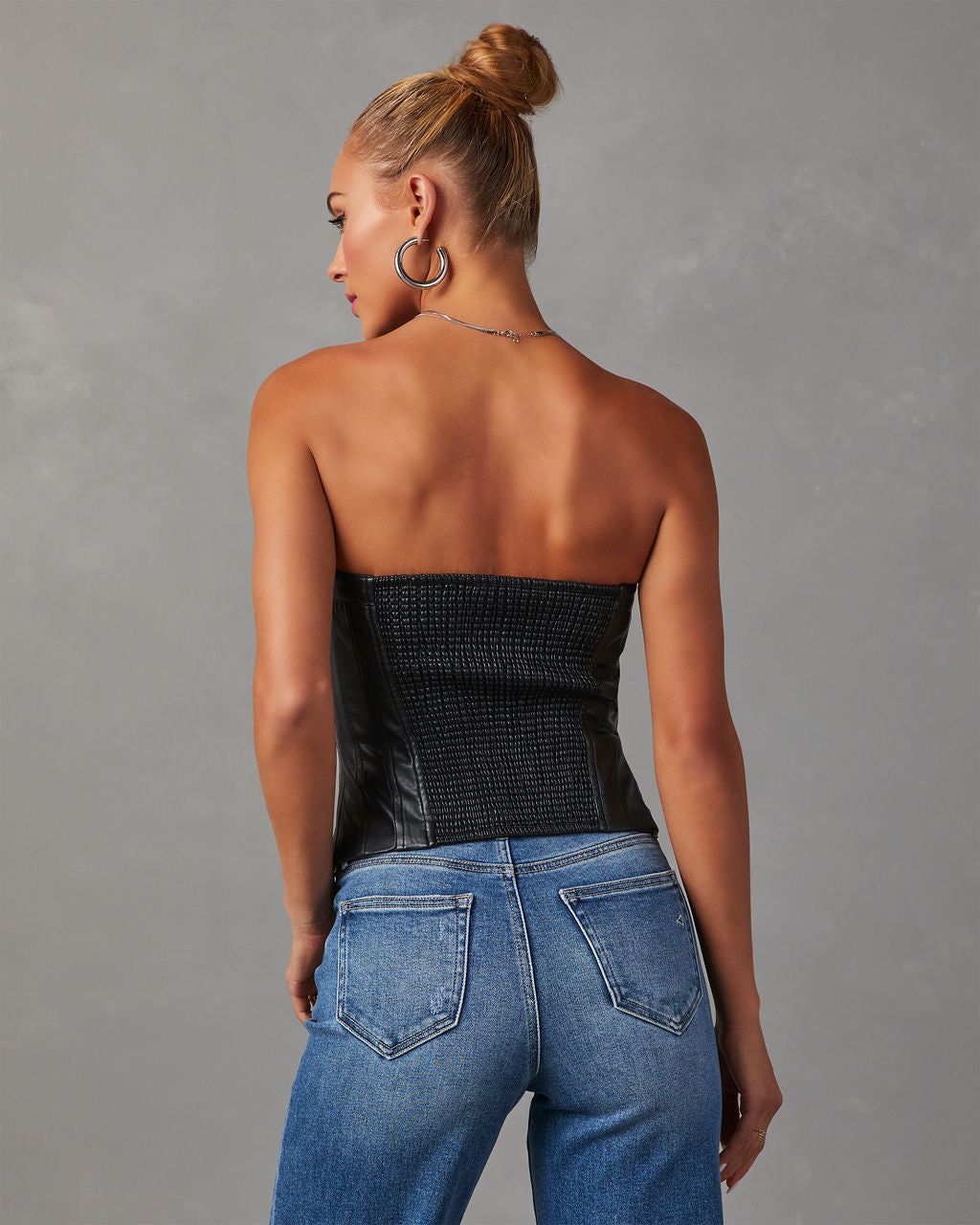 Suzie Faux Leather Button Front Bustier Top - Black sold by Vici product image thumbnail 4