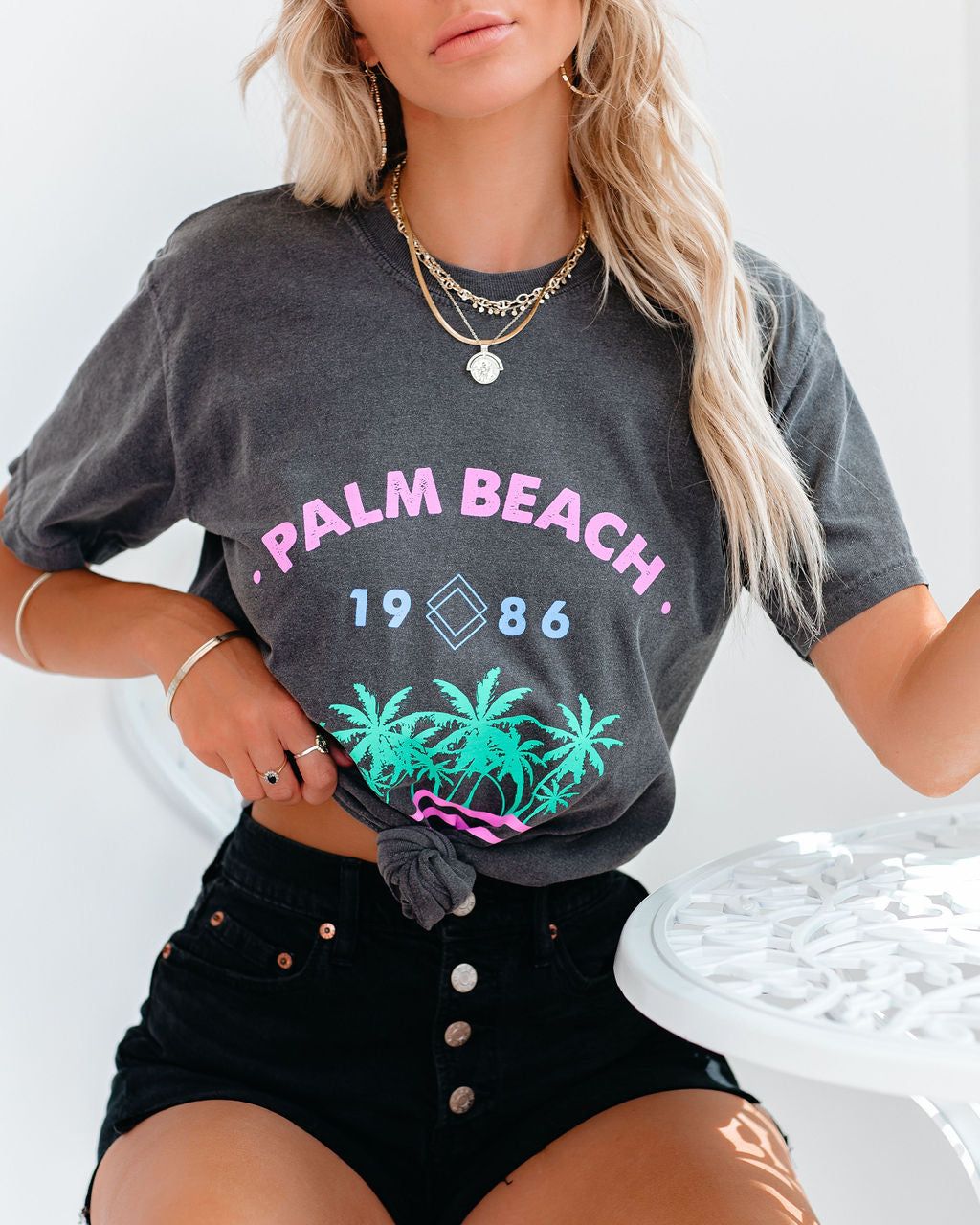 Palm Peach Cotton Tee - LAST CHANCE sold by Vici product image thumbnail 5