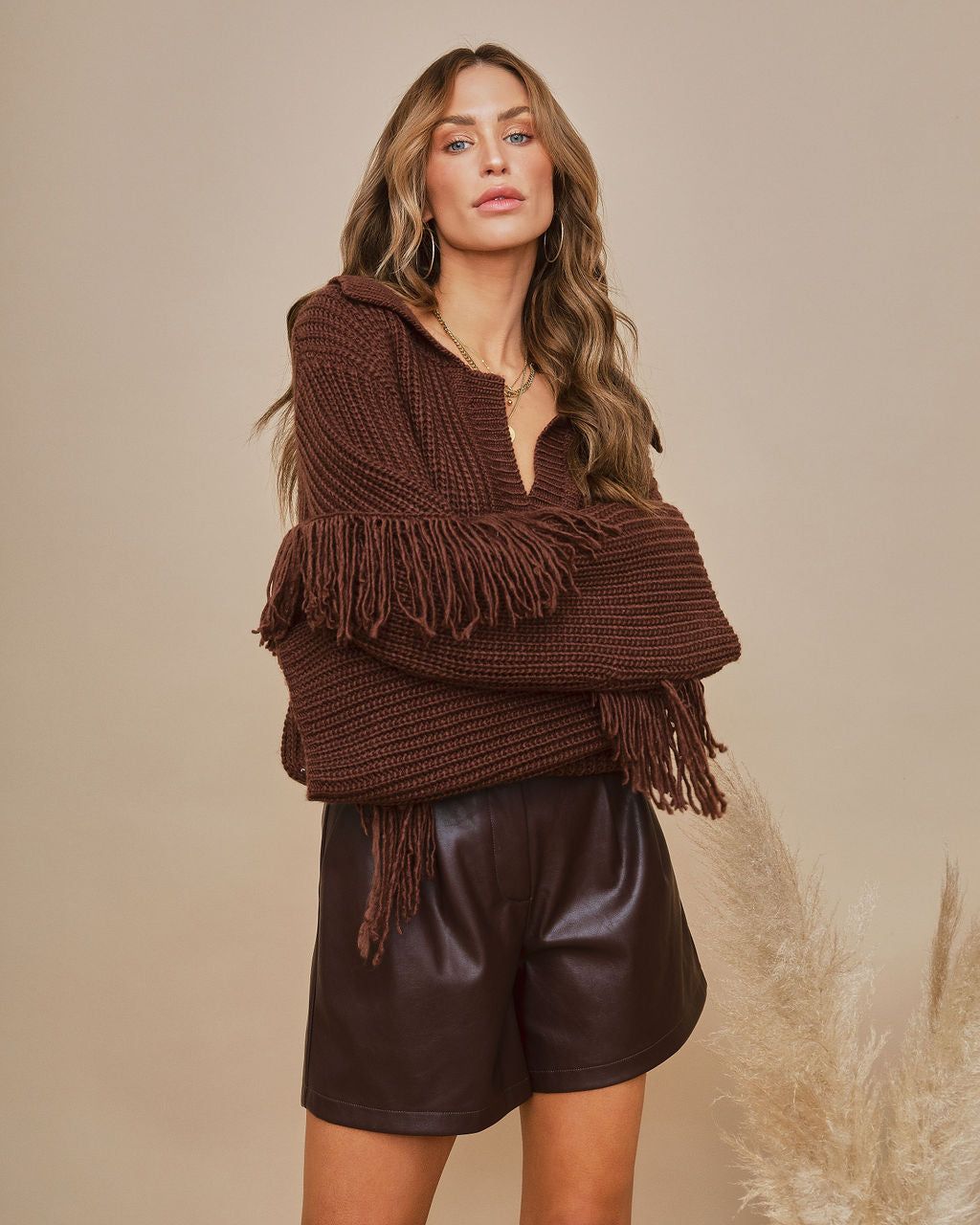 Mesmerize Collared Fringe Sweater sold by Vici product image thumbnail 5
