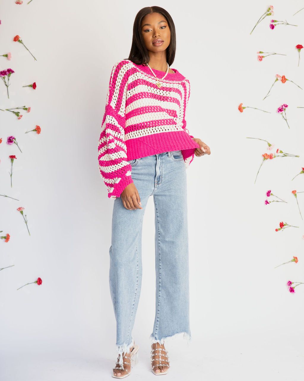 Mad For You Chenille Striped Sweater - Pink - FINAL SALE sold by Vici product image thumbnail 4