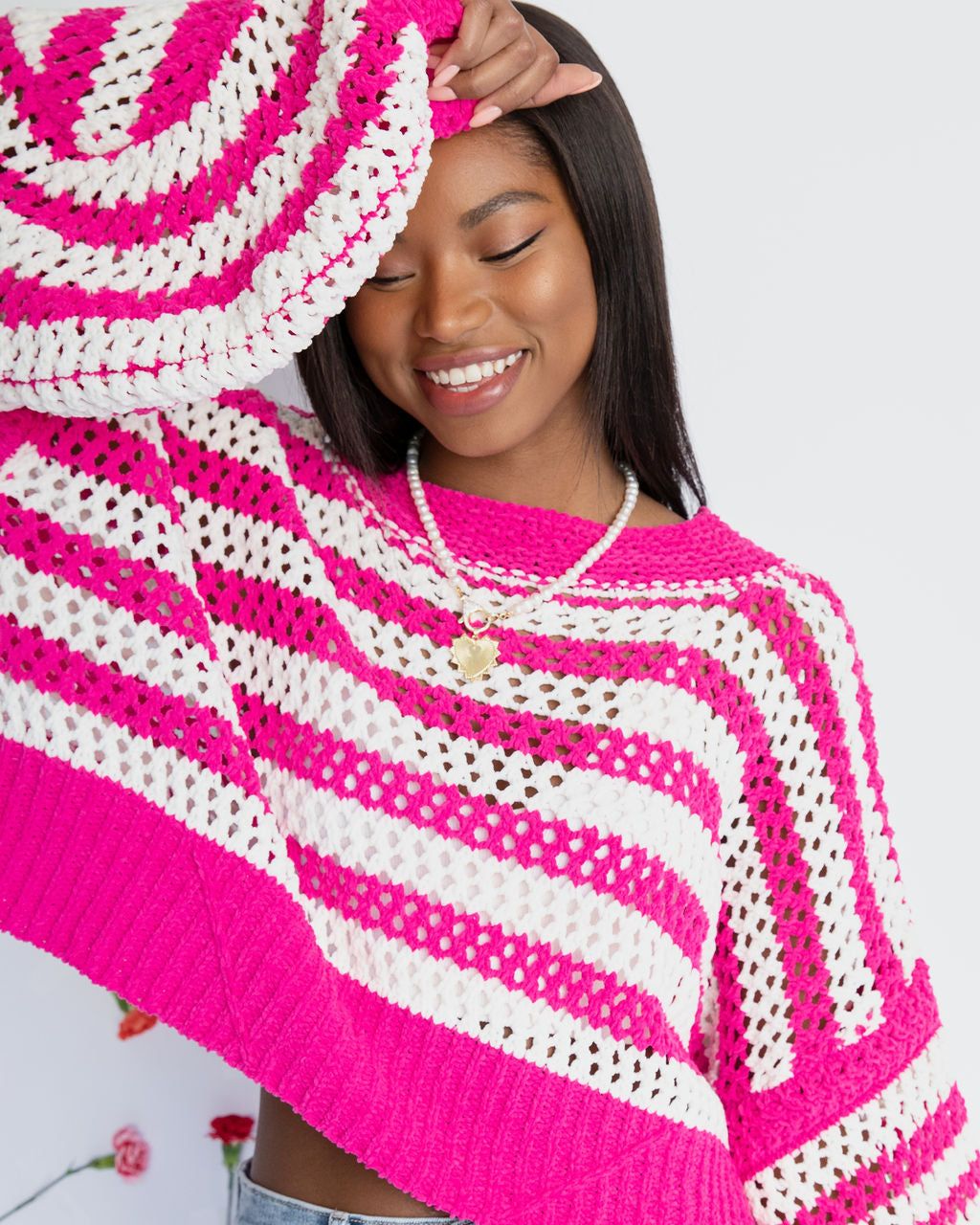 Mad For You Chenille Striped Sweater - Pink - FINAL SALE sold by Vici product image thumbnail 2