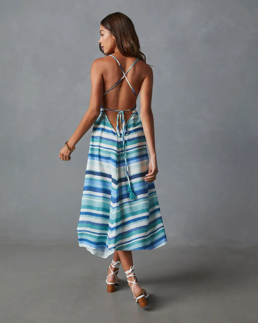 Briar Striped Lightweight Midi Dress sold by Vici product image thumbnail 2