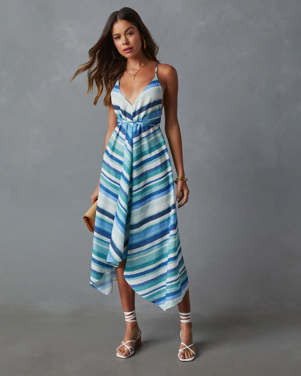 Briar Striped Lightweight Midi Dress sold by Vici product image thumbnail 5