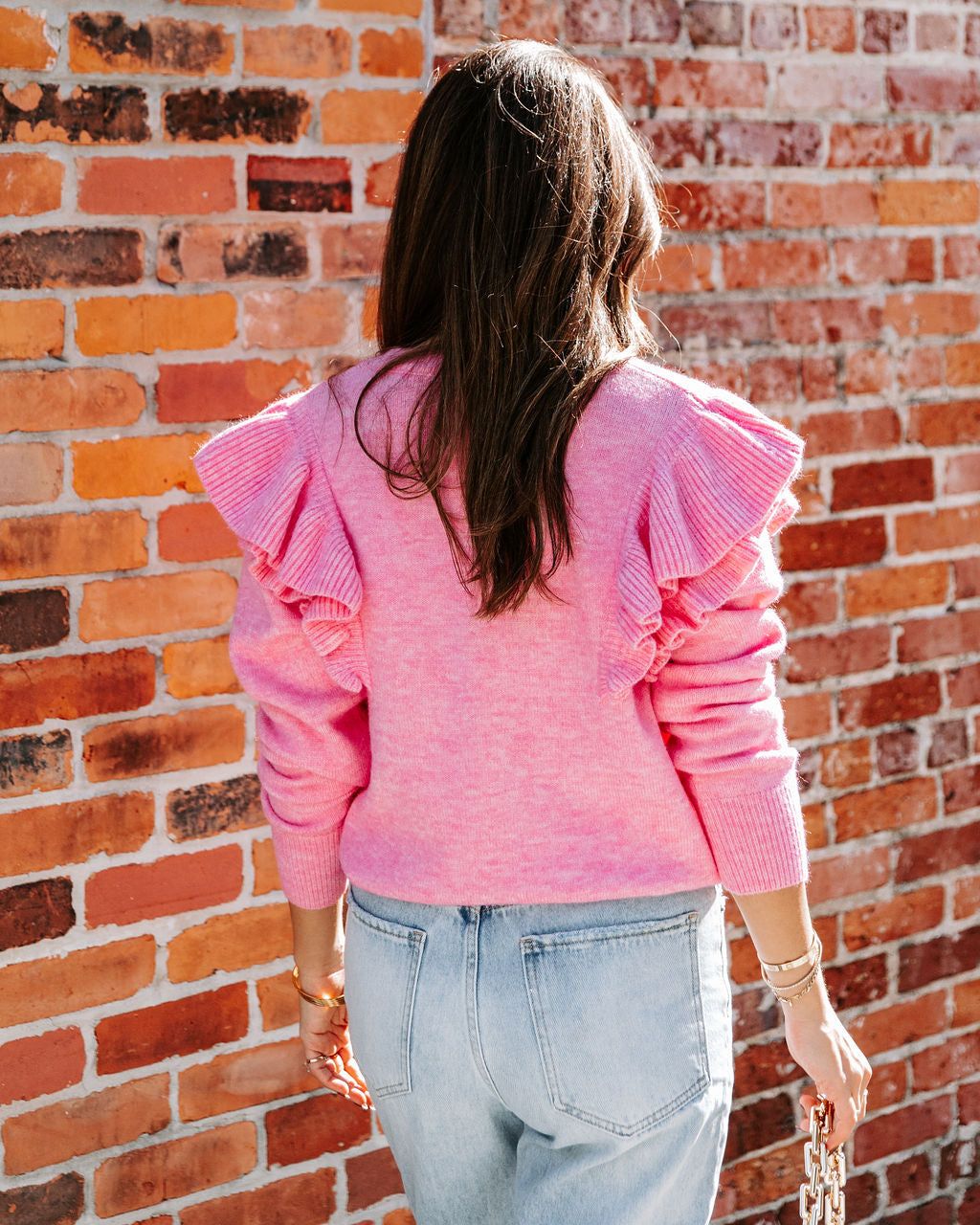 Dianna Ruffle Knit Sweater - Pink - FINAL SALE sold by Vici product image thumbnail 2