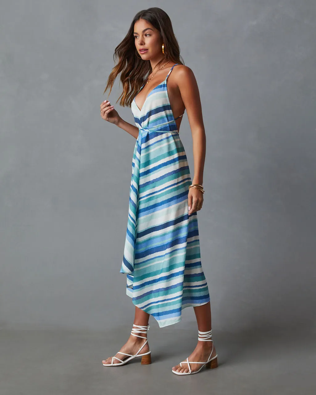 Briar Striped Lightweight Midi Dress sold by Vici product image thumbnail 3