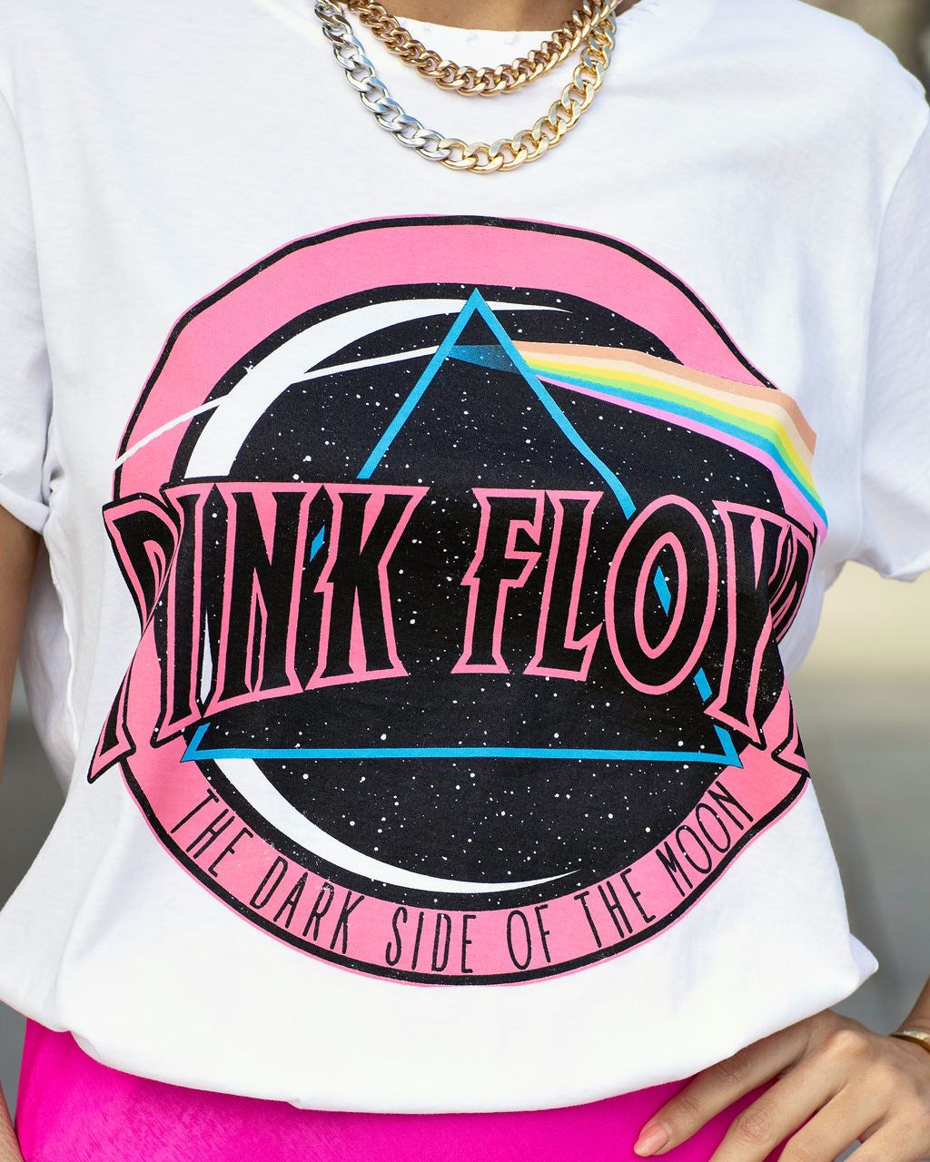 Pink Floyd Distressed Cotton Tee sold by Vici product image thumbnail 4