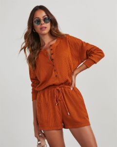 Torrence Tie Waist Long Sleeve Romper sold by Vici