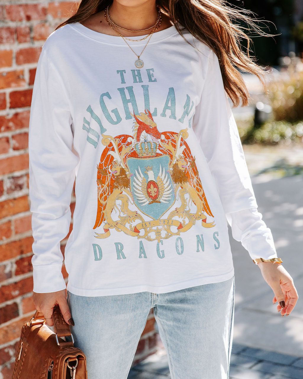 Cotton Highland Dragons Long Sleeve Tee - FINAL SALE sold by Vici product image thumbnail 4