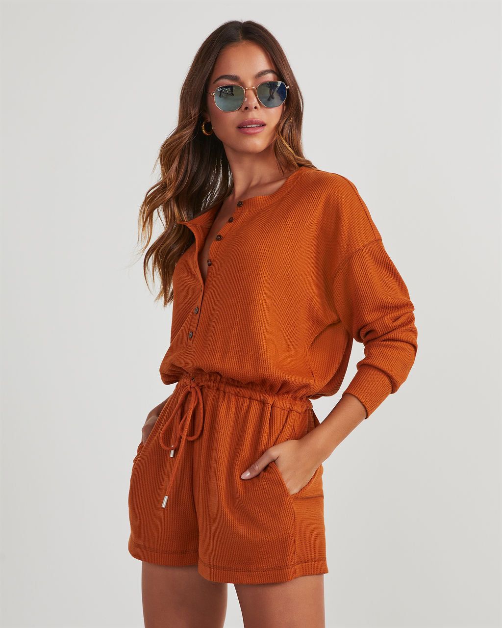 Torrence Tie Waist Long Sleeve Romper sold by Vici product image thumbnail 2