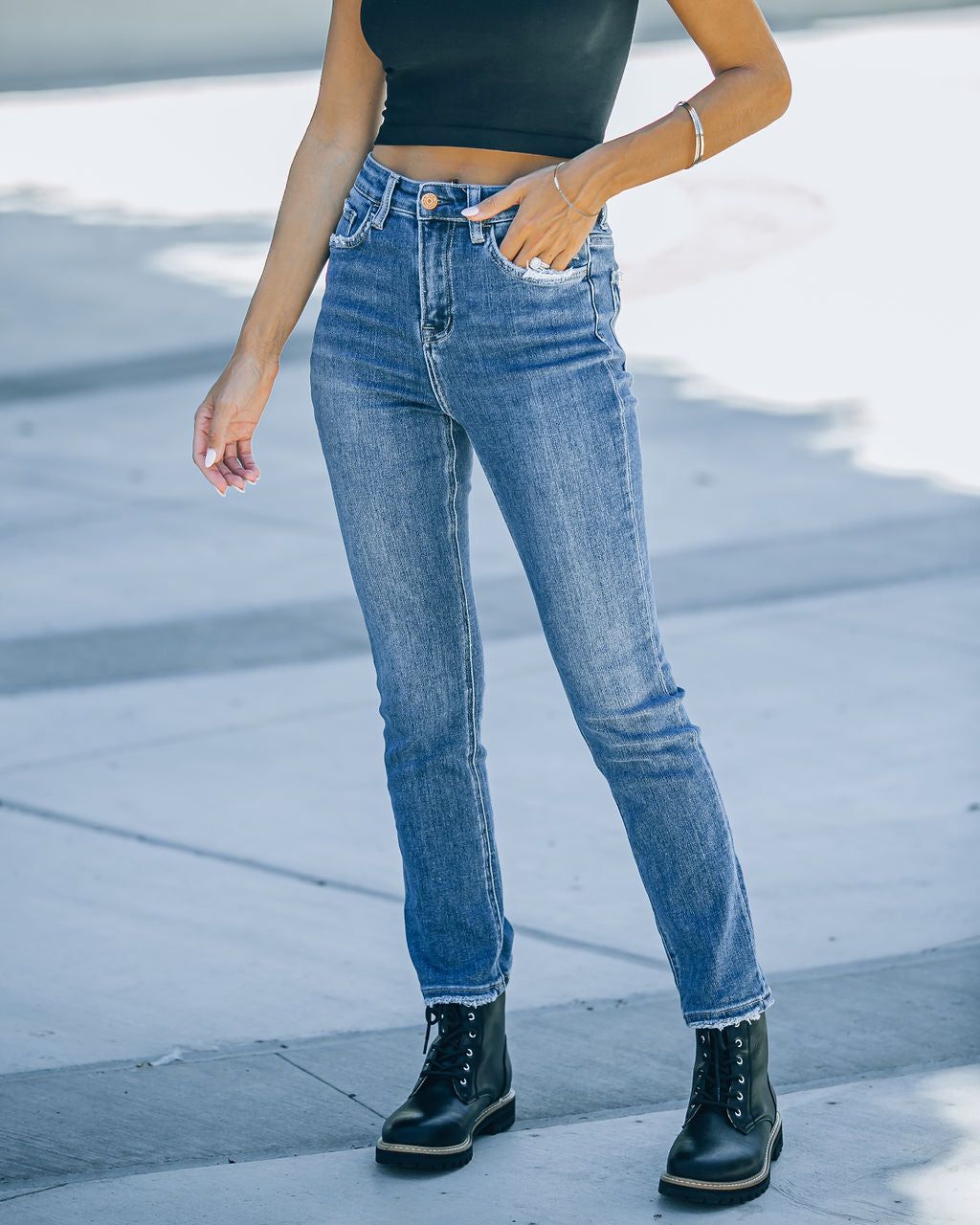 Benji High Rise Slim Straight Denim sold by Vici product image thumbnail 5