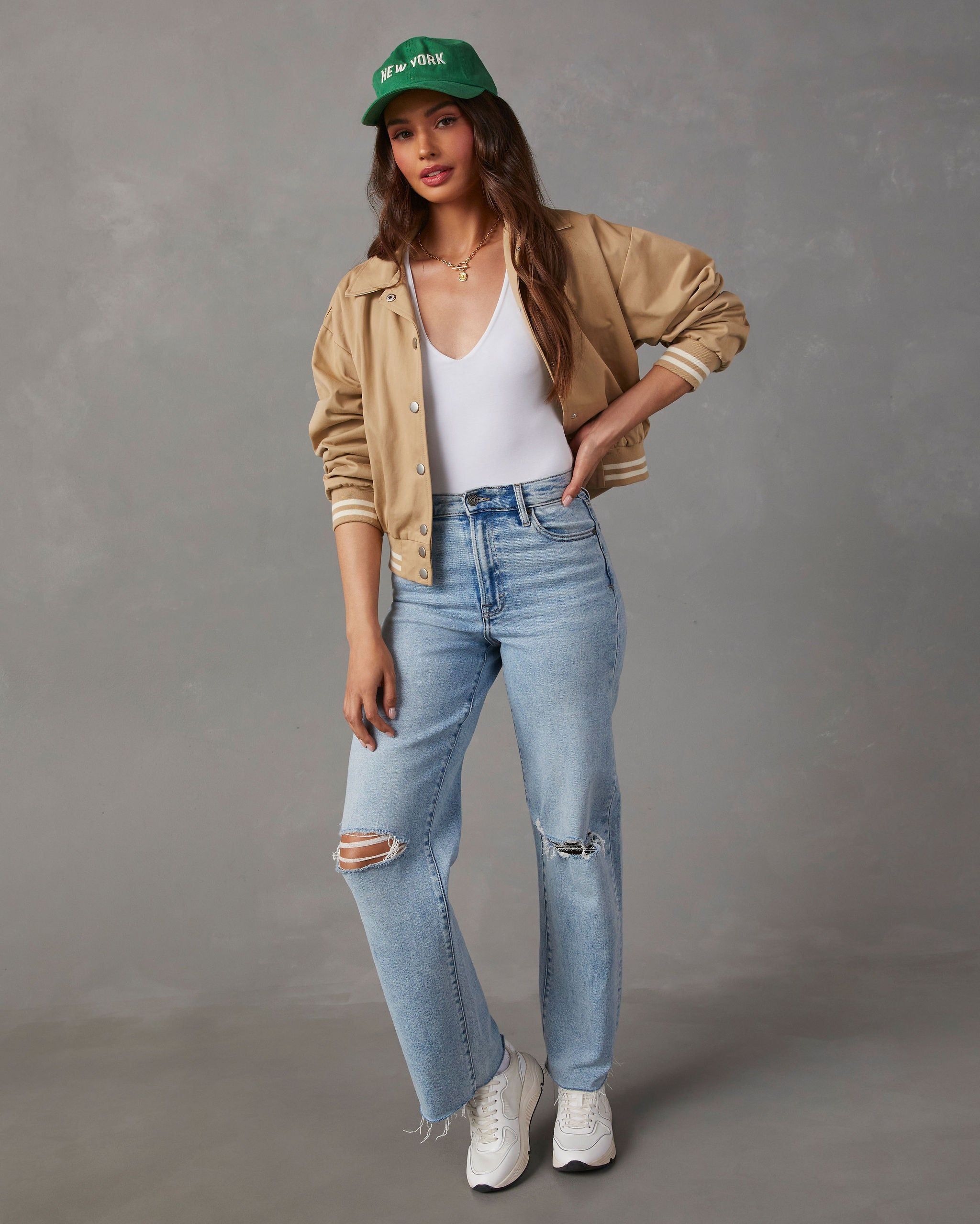 Wilson Varsity Bomber Jacket - Khaki sold by Vici product image thumbnail 6