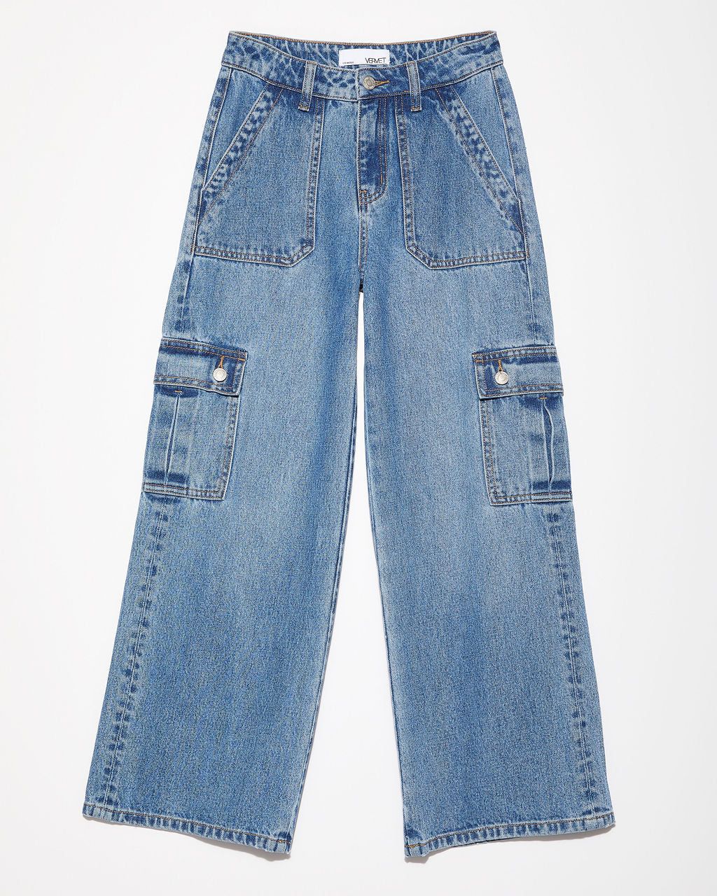 Aliza High Rise Wide Leg Cargo Jeans - Medium Wash sold by Vici product image thumbnail 5