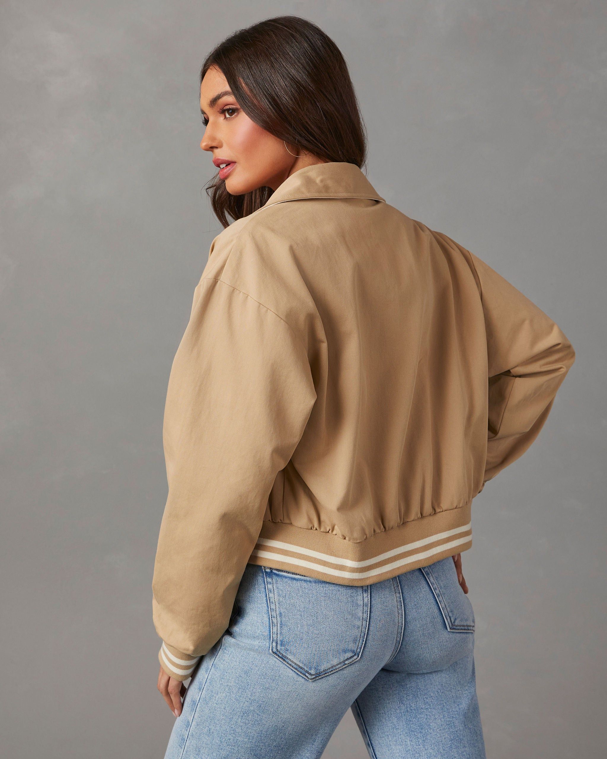 Wilson Varsity Bomber Jacket - Khaki sold by Vici product image thumbnail 4