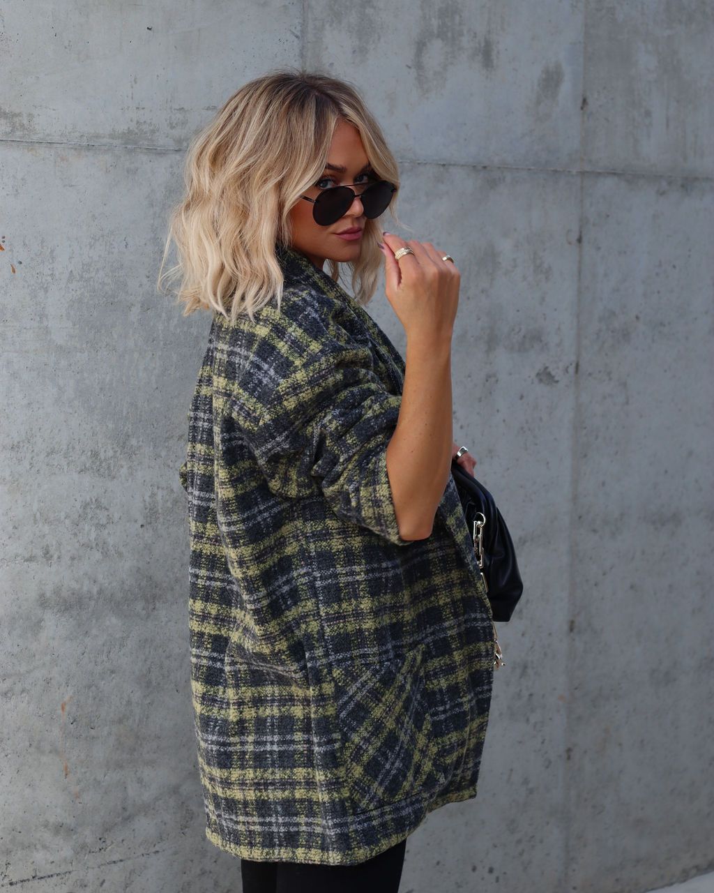 Please Stand Up Pocketed Plaid Coat sold by Vici product image thumbnail 5