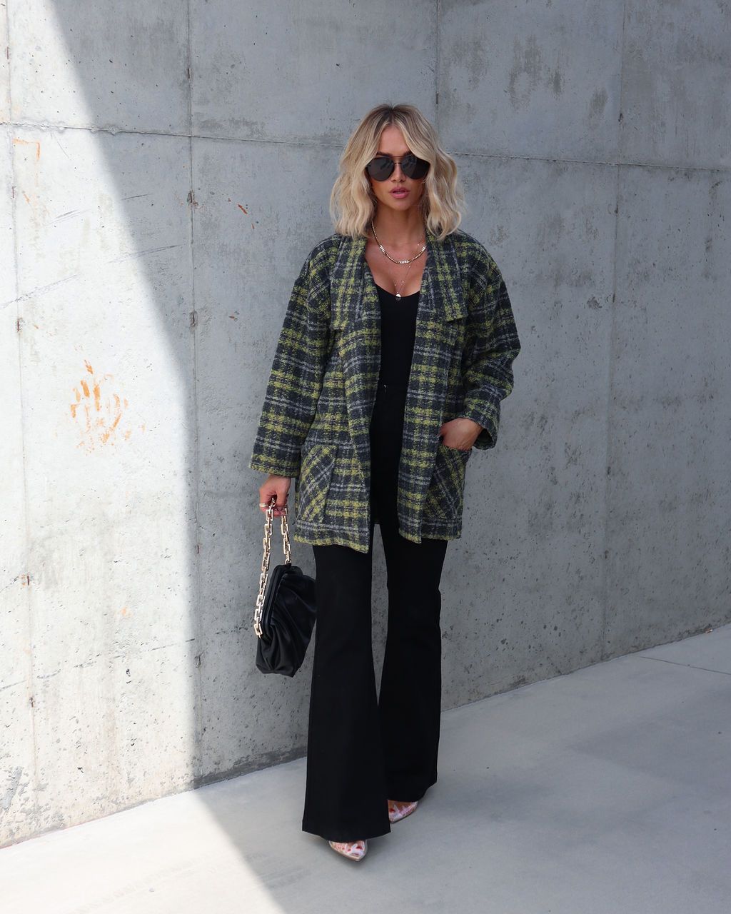 Please Stand Up Pocketed Plaid Coat sold by Vici product image thumbnail 3