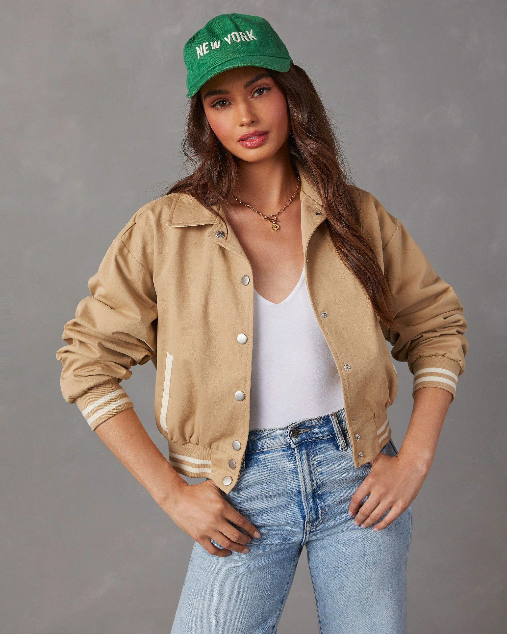 Wilson Varsity Bomber Jacket - Khaki sold by Vici product image thumbnail 5