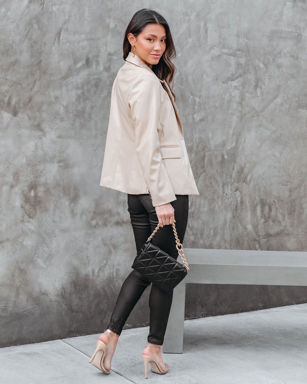 Big City Dreams Faux Leather Pocketed Blazer sold by Vici product image thumbnail 4