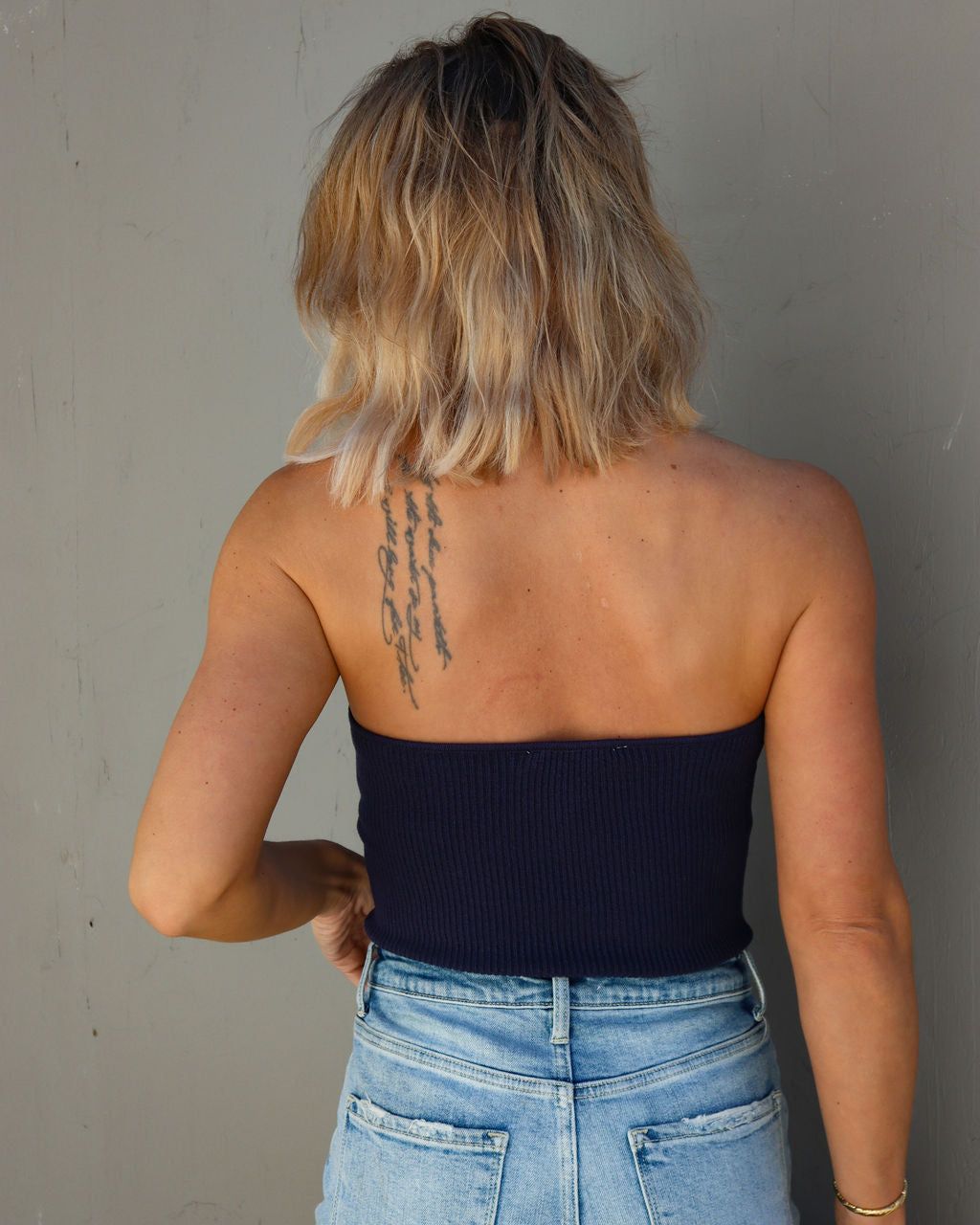 Phoenix Ribbed Knit Strapless Top - Midnight Blue - FINAL SALE sold by Vici product image thumbnail 3