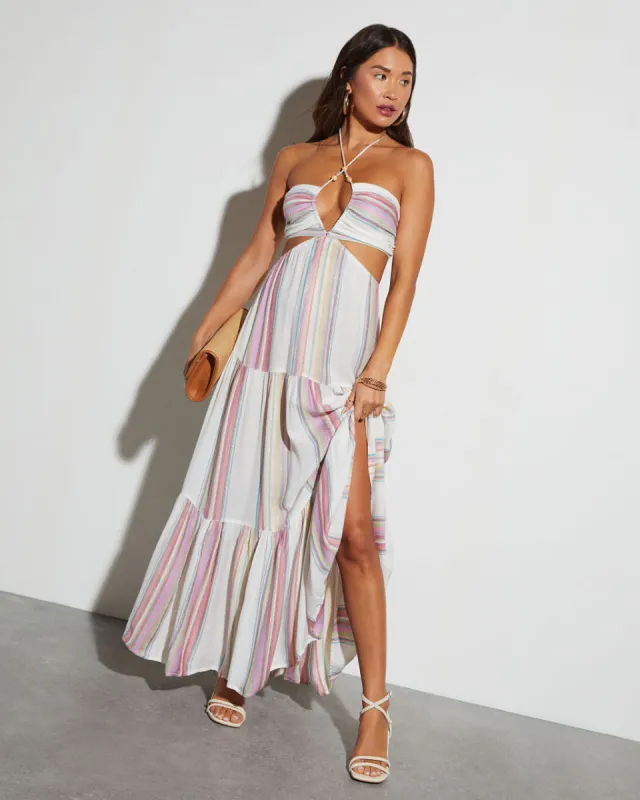 Nalani Halter Striped Maxi Dress sold by Vici