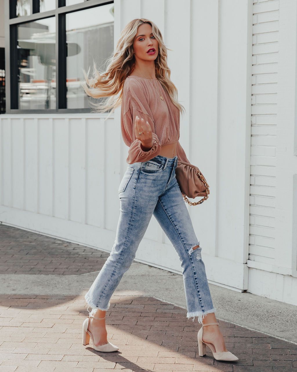 Tini Billowed Plisse Top - Dusty Rose - FINAL SALE sold by Vici product image thumbnail 9