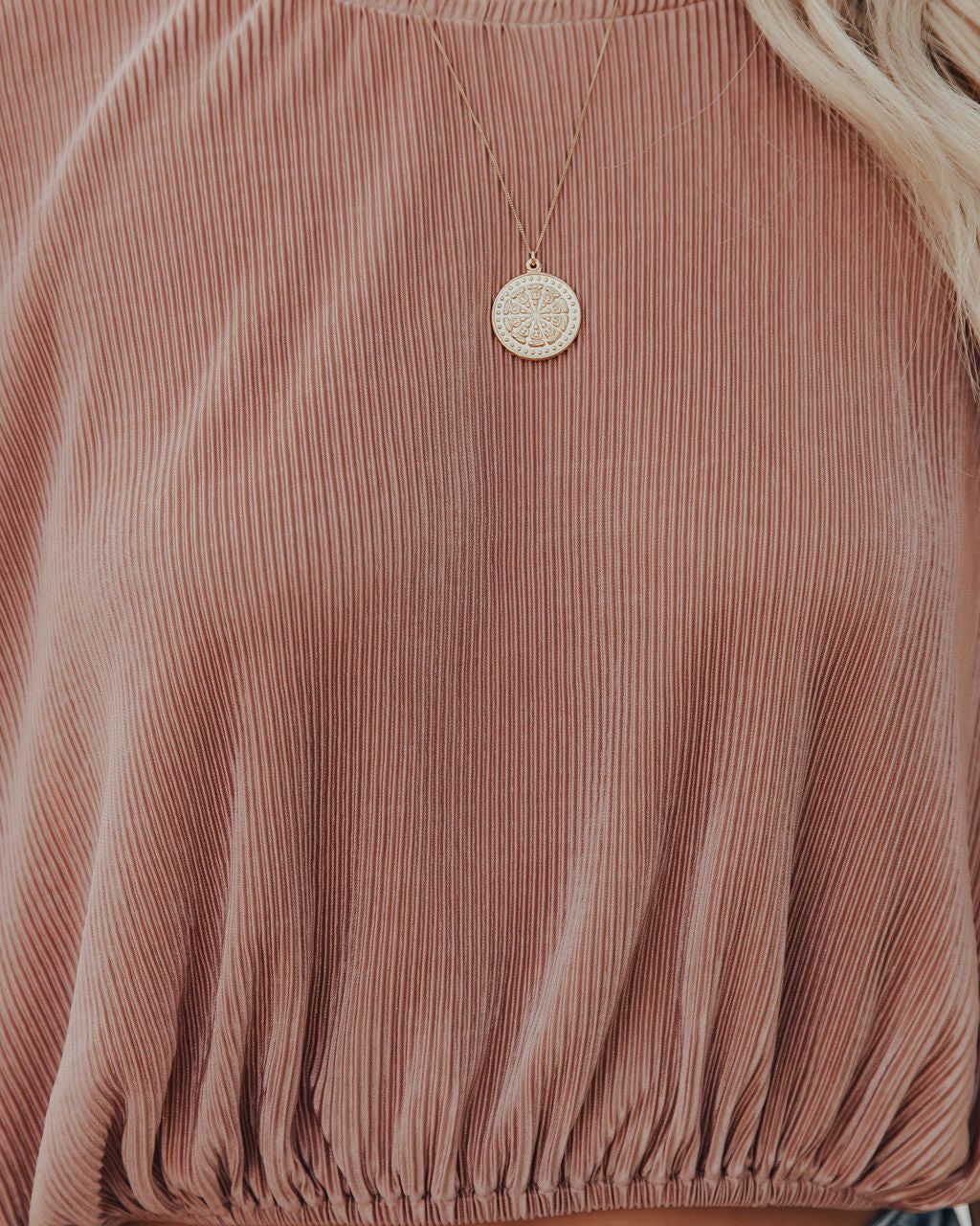 Tini Billowed Plisse Top - Dusty Rose - FINAL SALE sold by Vici product image thumbnail 4