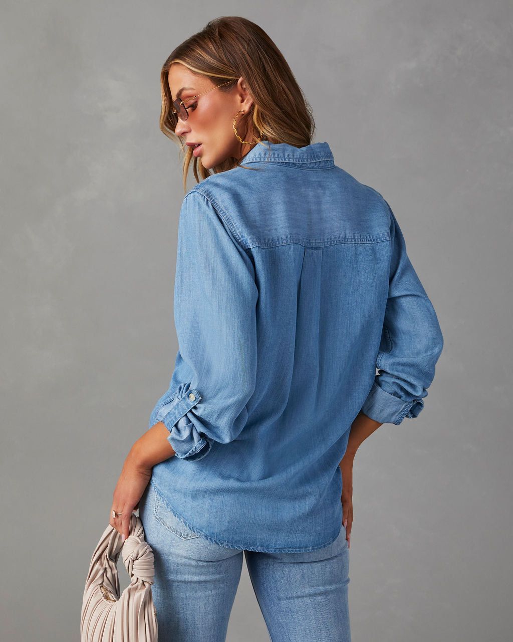 Saligh Pocketed Button Down Top - Blue - SALE sold by Vici product image thumbnail 2