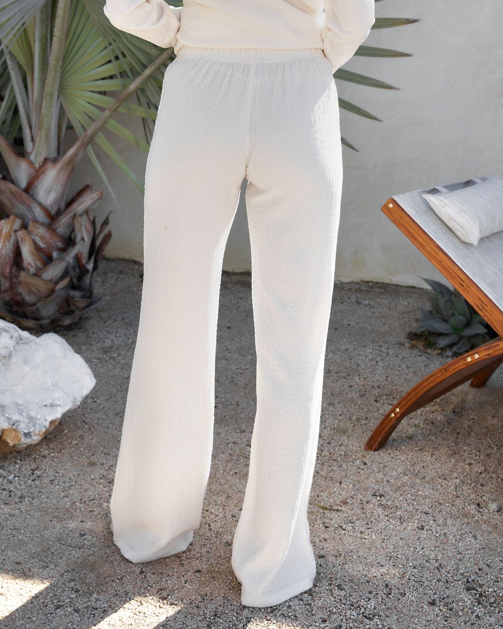 Bay Shore Textured High Waisted Pants - Cream - FINAL SALE sold by Vici product image thumbnail 4