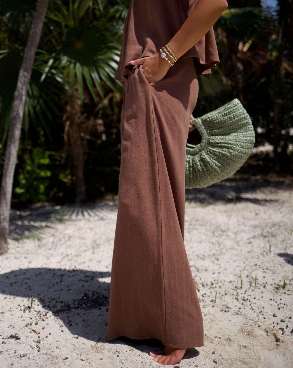 Palm Paradise Pocketed Wide Leg Pants - Brown - FINAL SALE sold by Vici product image thumbnail 6