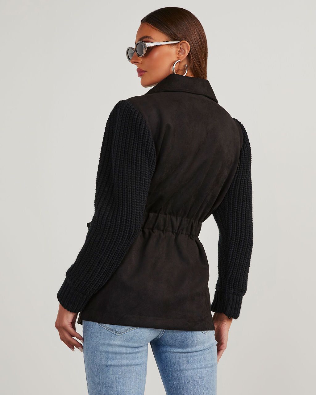 Burgess Suede Knit Sleeve Jacket - Black - SALE sold by Vici product image thumbnail 4