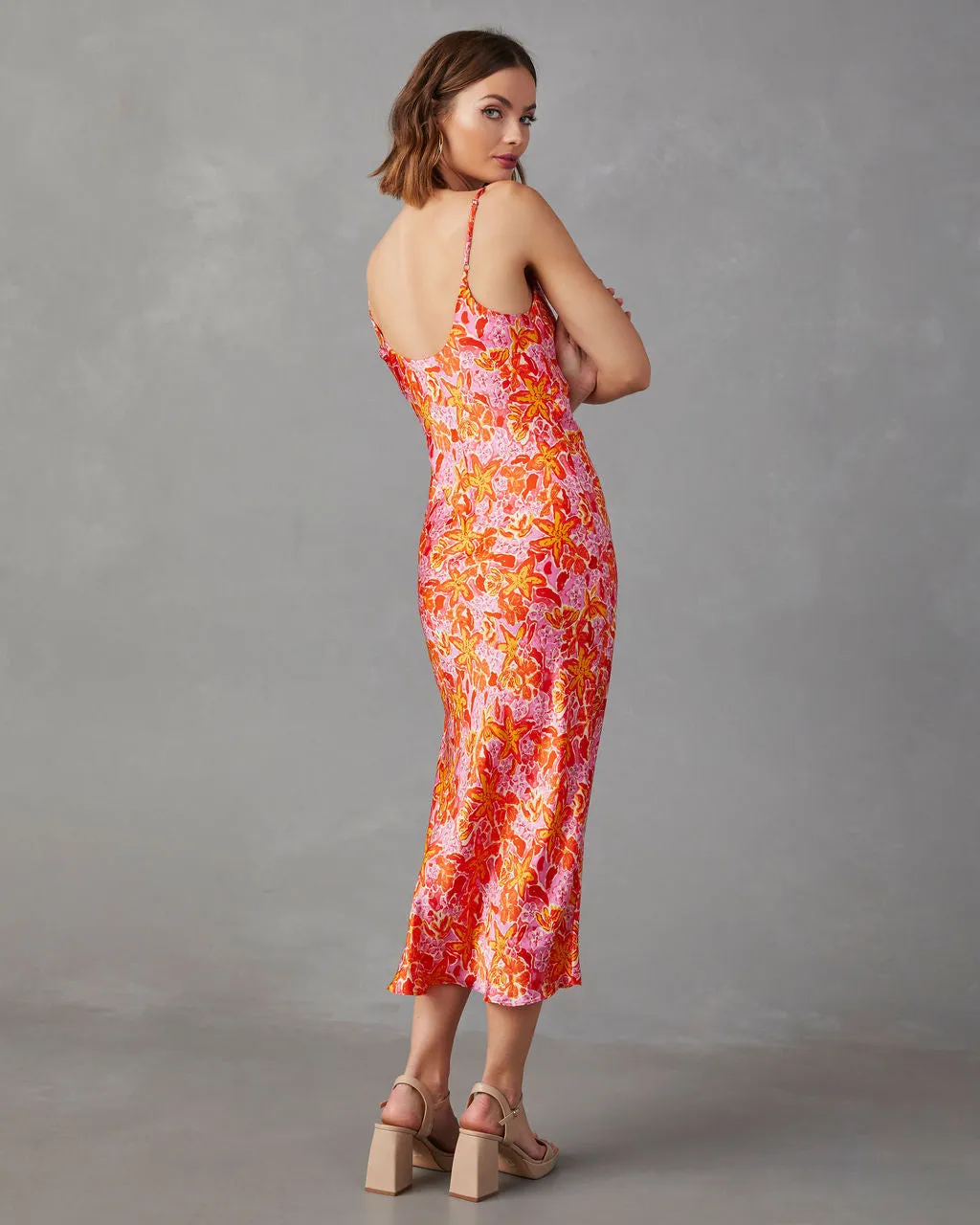 Allen Satin Floral Midi Dress sold by Vici product image thumbnail 2