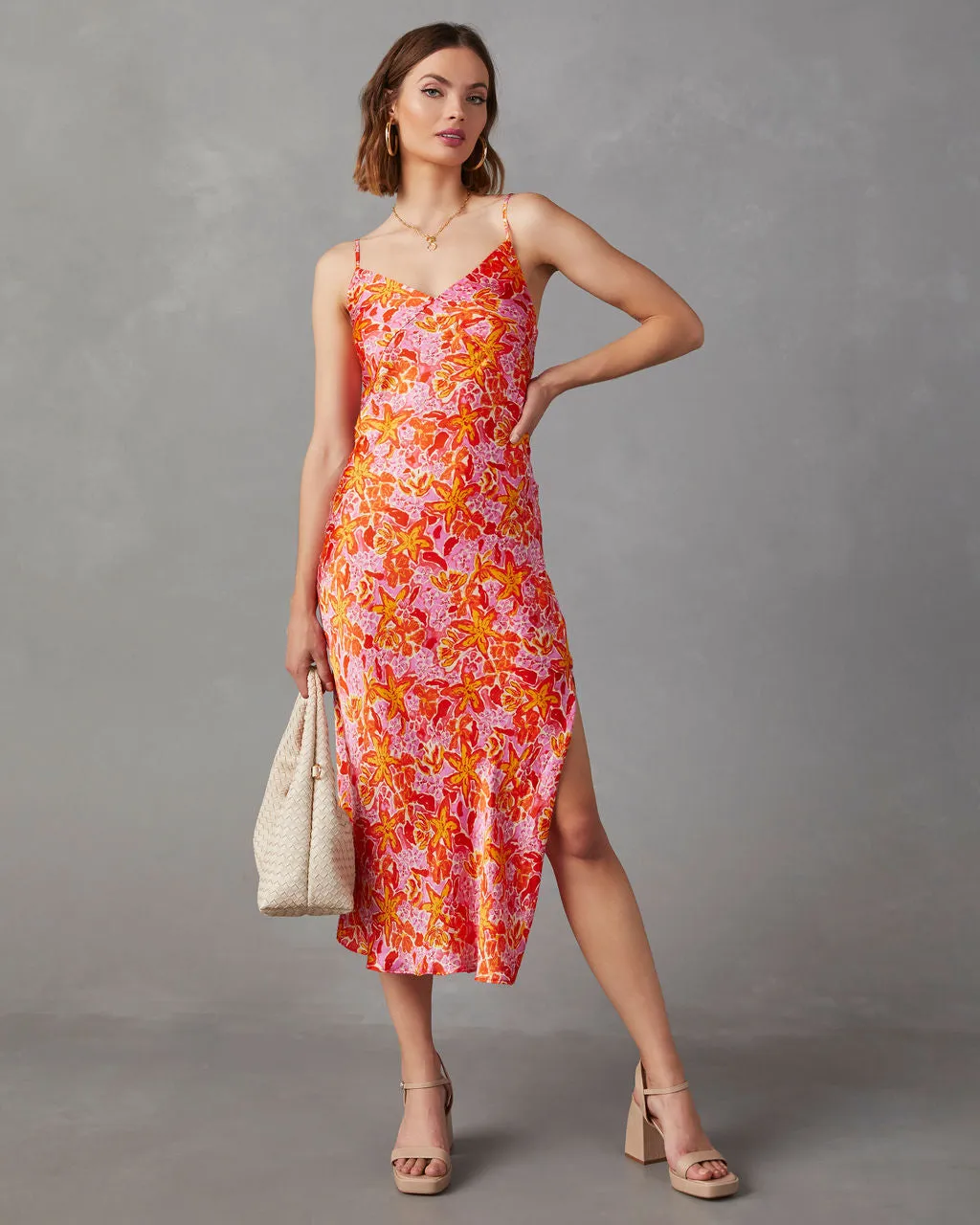 Allen Satin Floral Midi Dress sold by Vici product image thumbnail 4