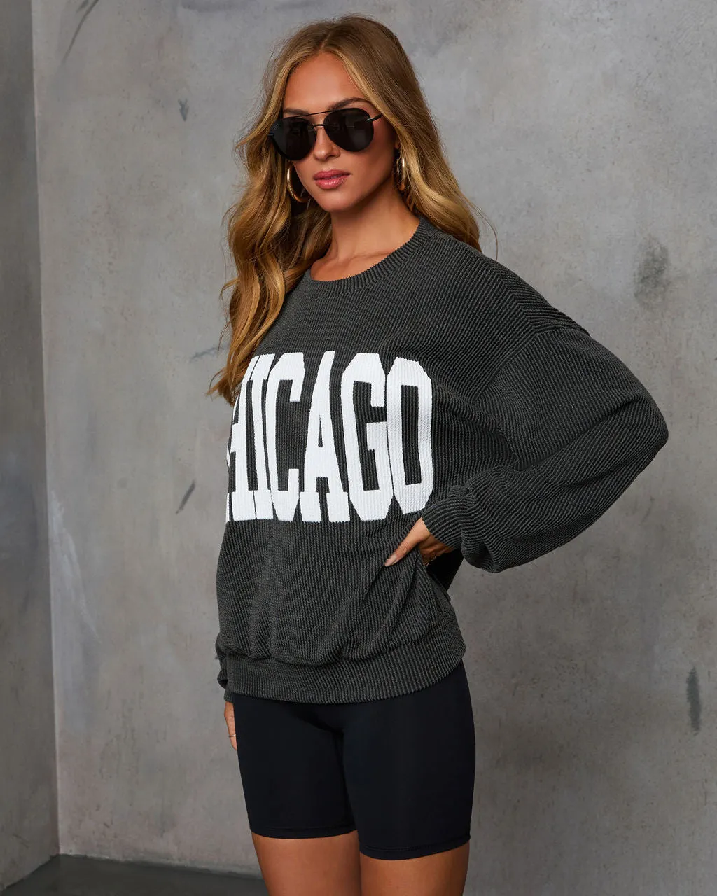 Home Town Rep Ribbed Oversized Sweatshirt sold by Vici product image thumbnail 3
