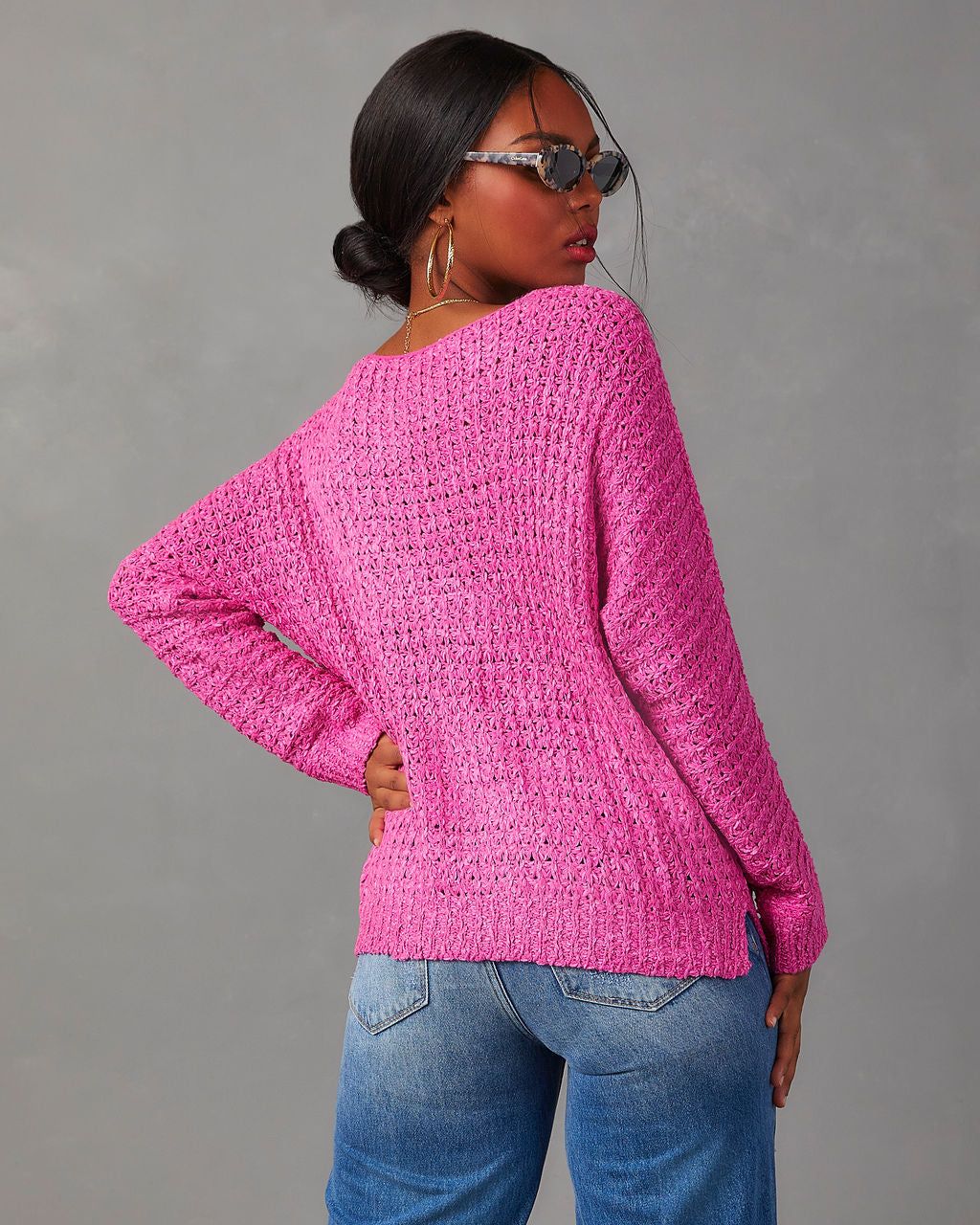 Christie Relaxed Pullover Sweater - Fuchsia - SALE sold by Vici product image thumbnail 4