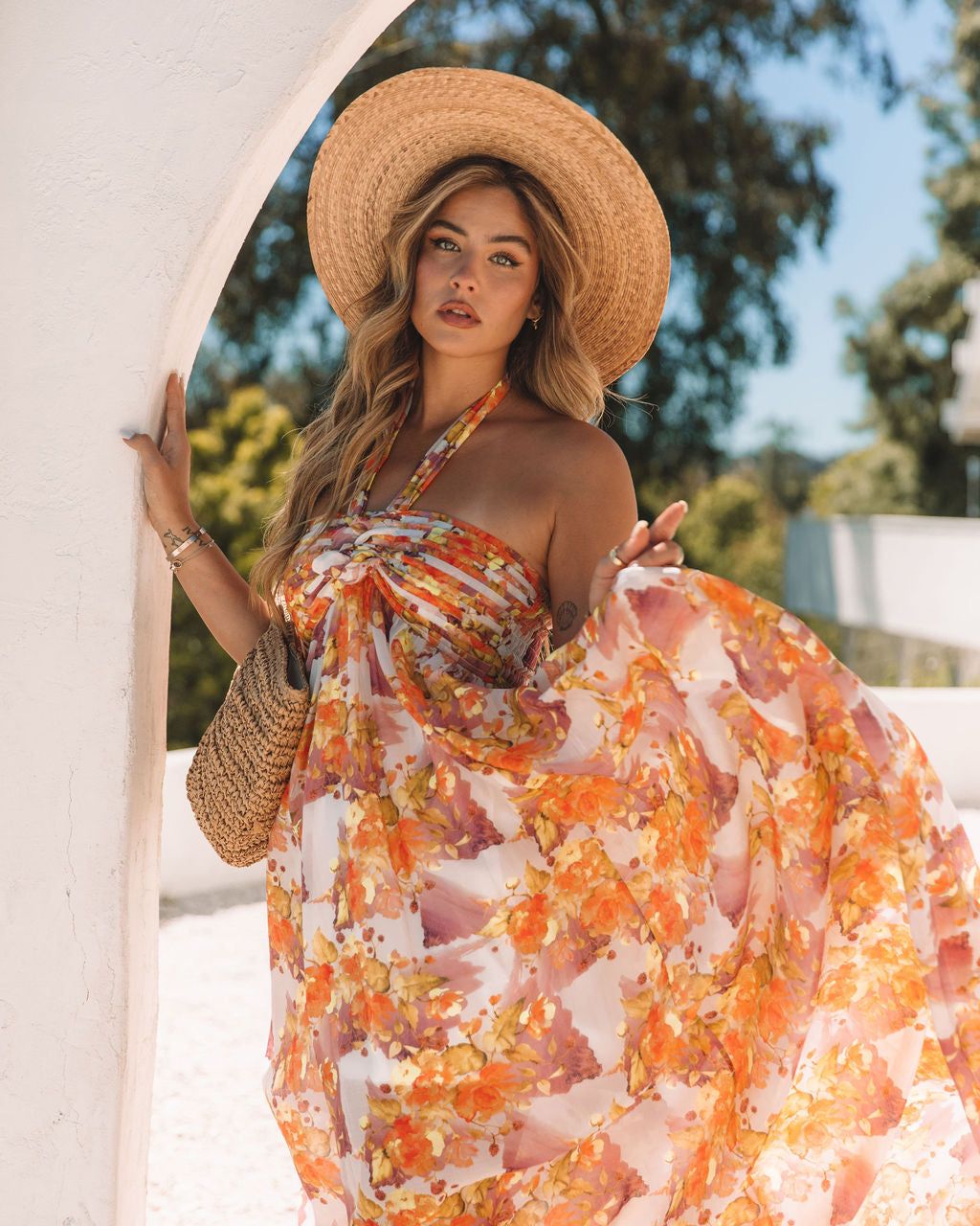 Melanie Tencel Blend Floral Halter Maxi Dress - FINAL SALE sold by Vici product image thumbnail 2