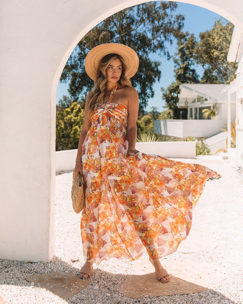 Melanie Tencel Blend Floral Halter Maxi Dress - FINAL SALE sold by Vici product image thumbnail 4