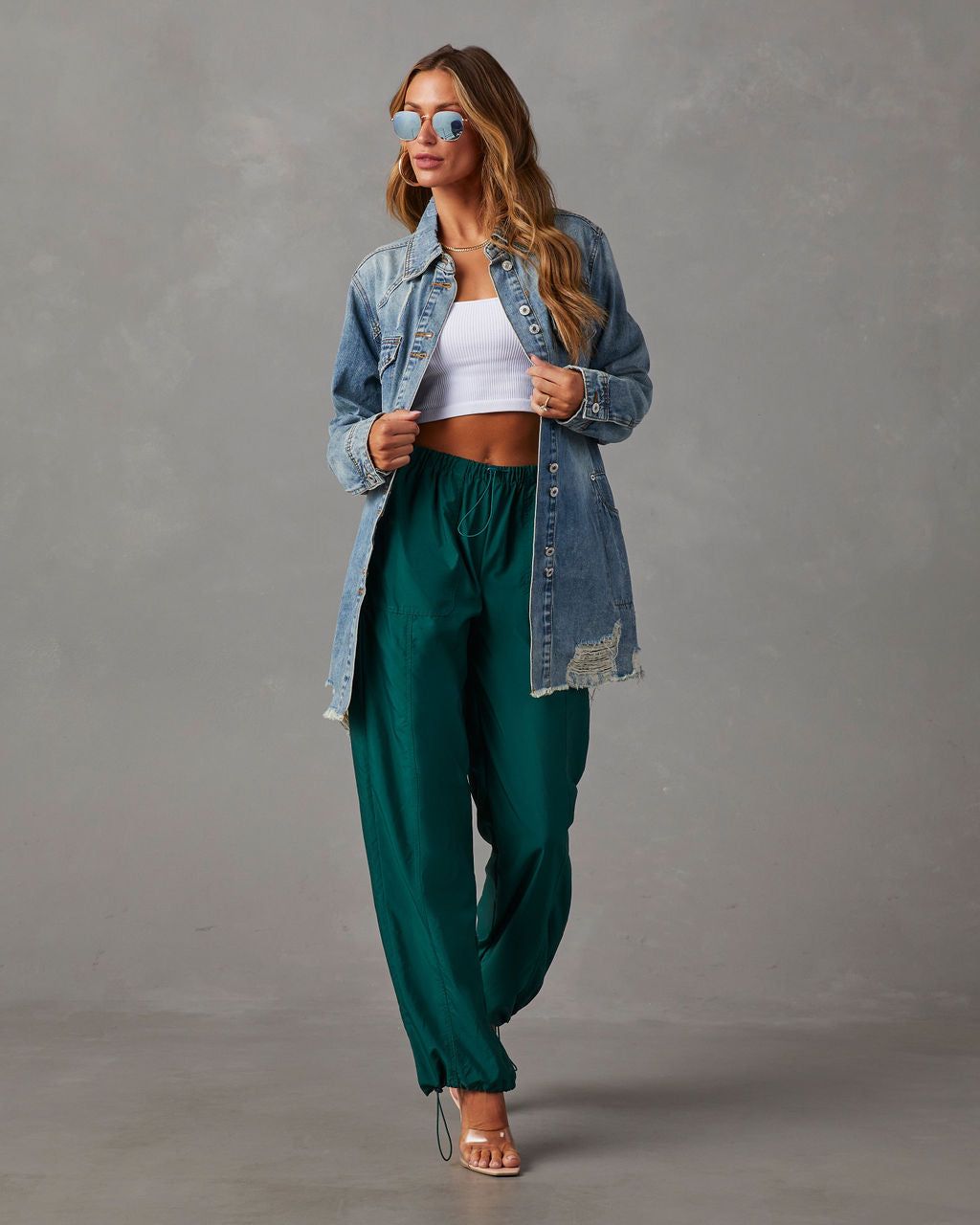 Cowen Distressed Denim Shacket sold by Vici product image thumbnail 5