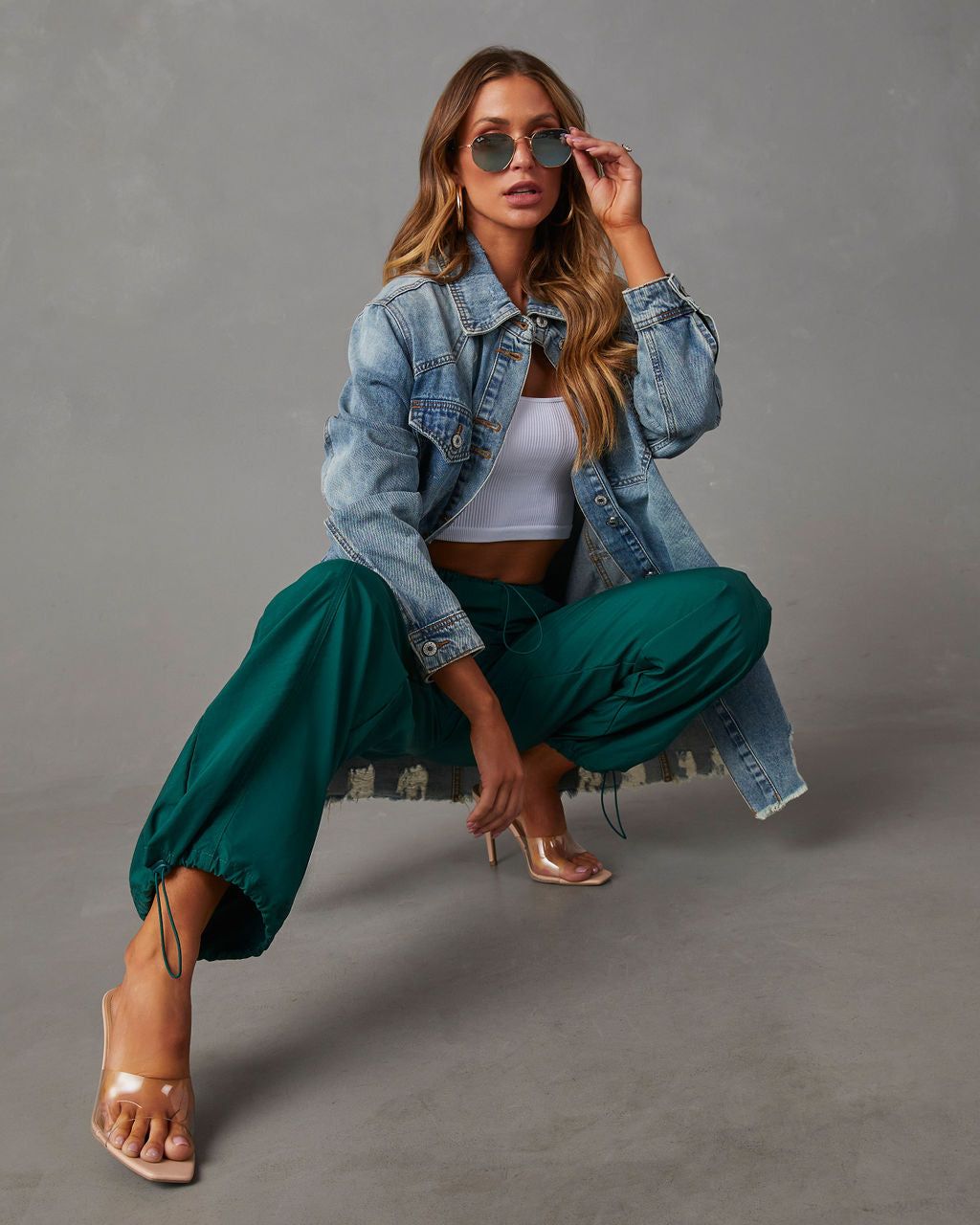 Cowen Distressed Denim Shacket sold by Vici product image thumbnail 4