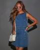 Zuma Belted A-Line Denim Mini Dress sold by Vici
