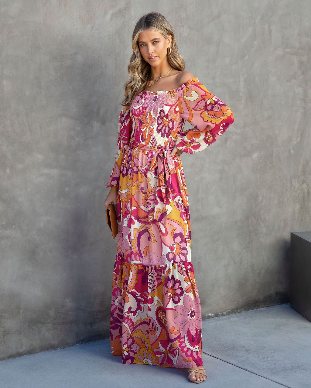 Zoey Floral Off The Shoulder Maxi Dress - FINAL SALE sold by Vici product image thumbnail 4
