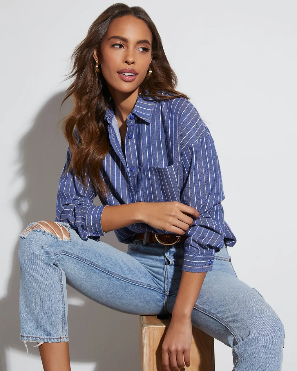Wilson Striped Button Down Top sold by Vici product image thumbnail 3