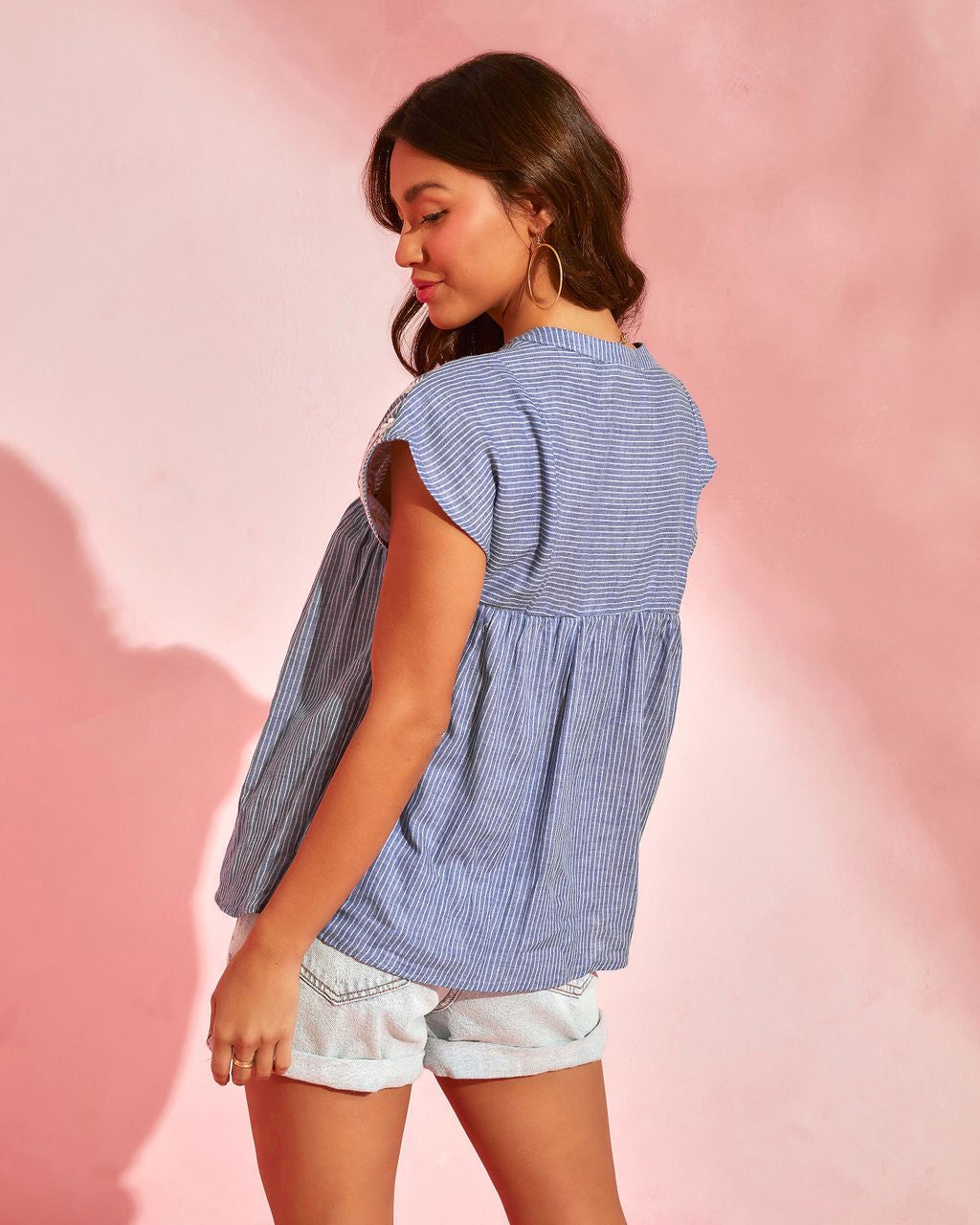 Everest Cotton Embroidered Tassel Tie Babydoll Top sold by Vici product image thumbnail 2