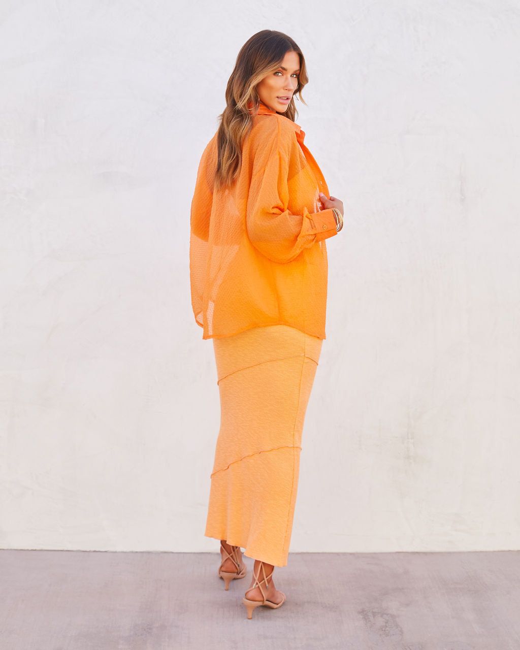 Bijou Textured Sheer Button Down Top sold by Vici product image thumbnail 4