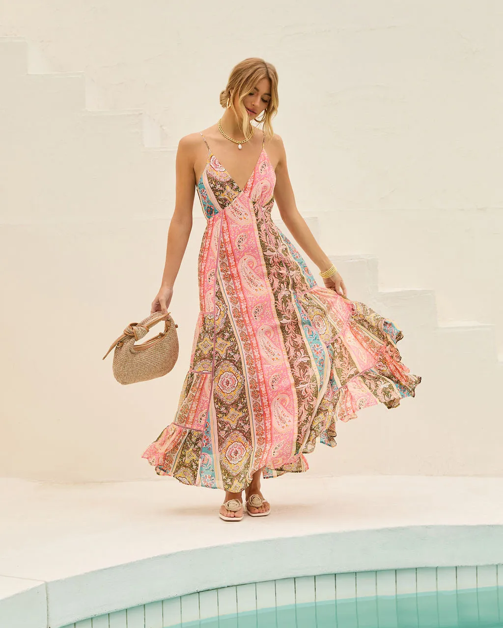 Emilie Border Print Maxi Dress sold by Vici product image thumbnail 4