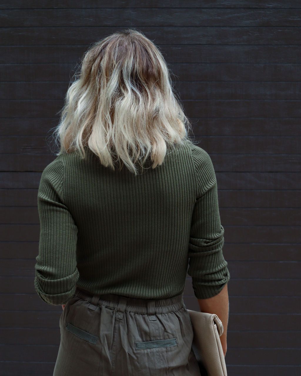 Montclair Cutout Ribbed Knit Sweater Top - Olive sold by Vici product image thumbnail 4