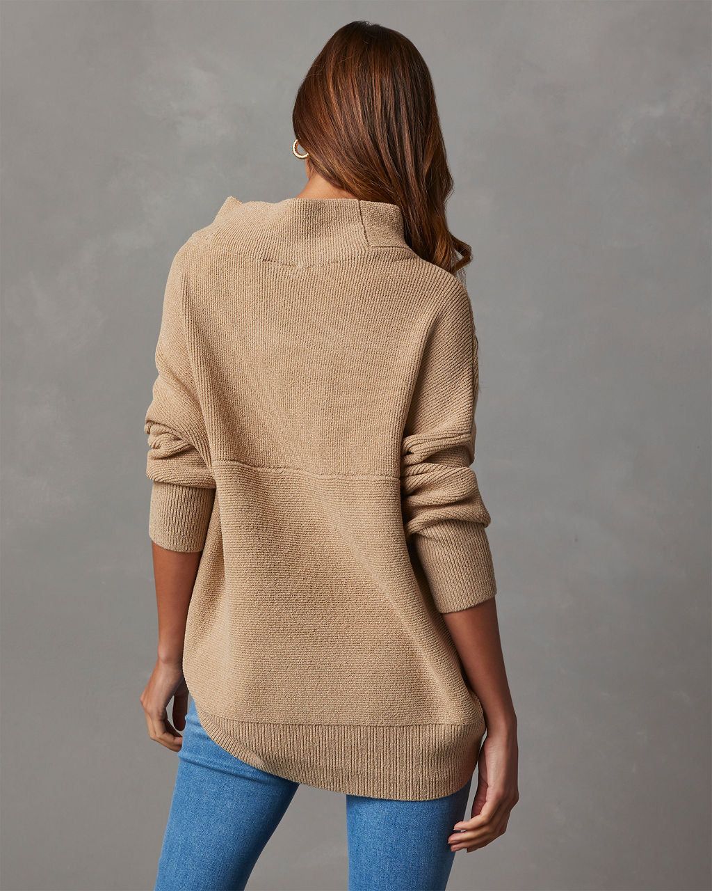 Under The Falling Leaves Knit Mock Neck Sweater - Taupe sold by Vici product image thumbnail 4