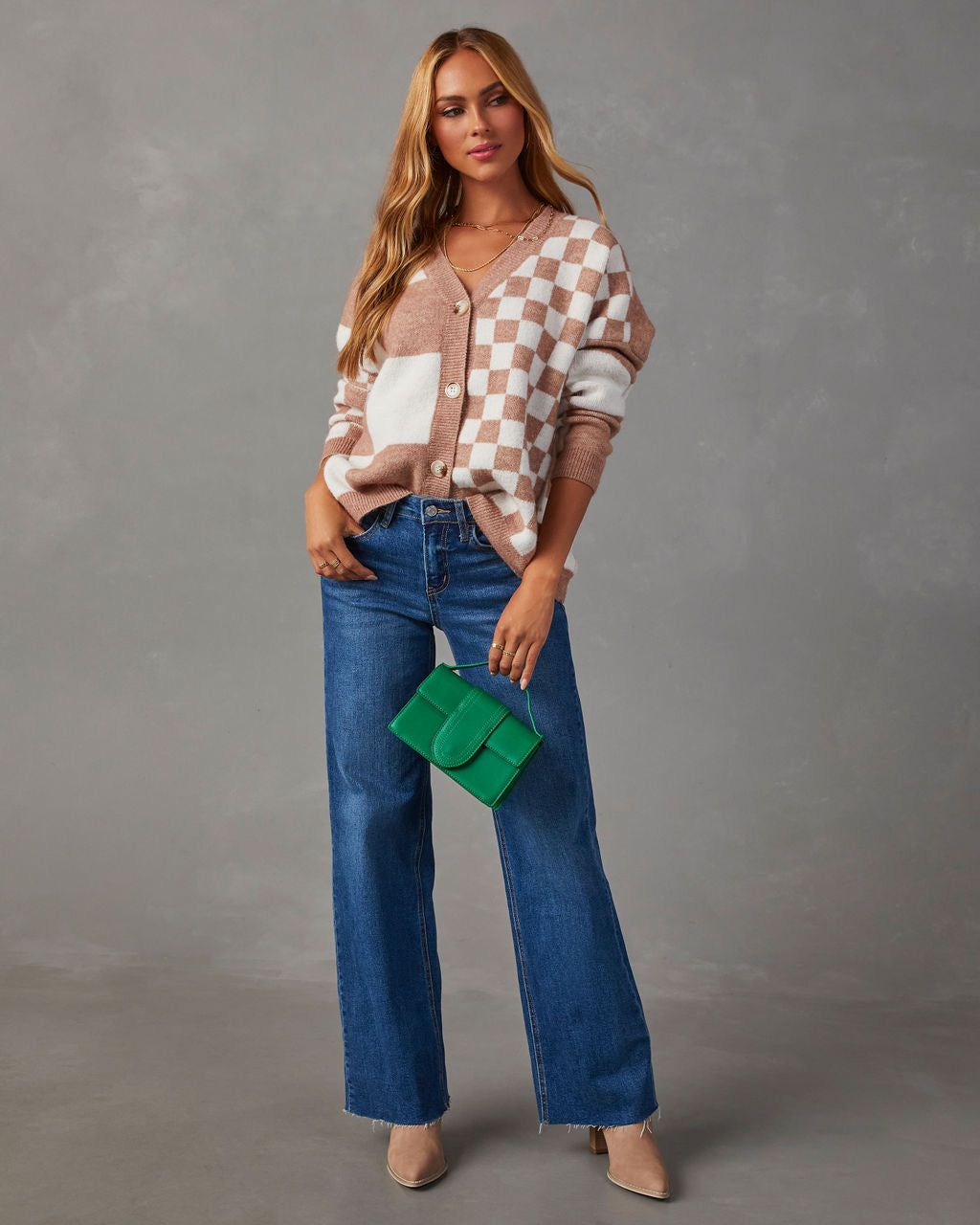 Oversized Checkered Cardigan sold by Vici product image thumbnail 2