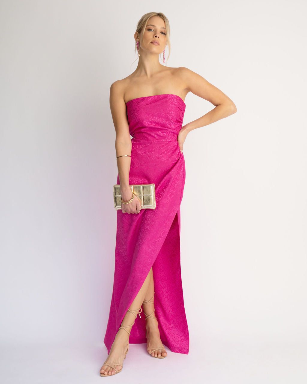 Galia Embossed Strapless Maxi Dress sold by Vici